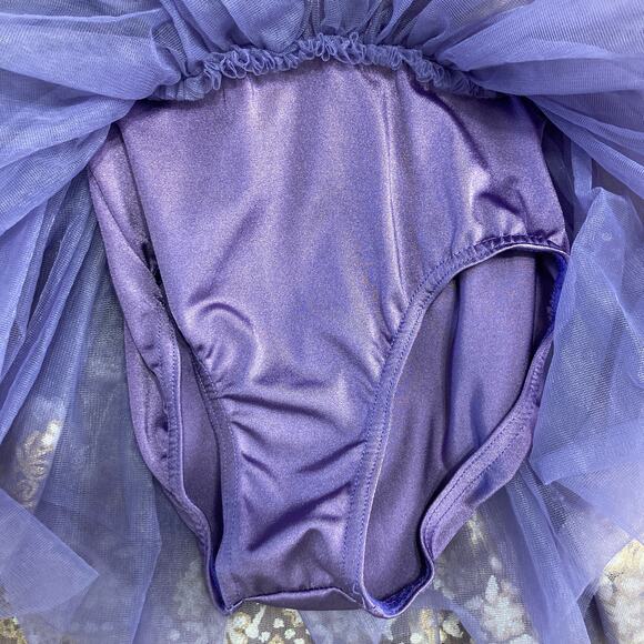 Weissman Purple Cream Lace Costume Dress Small Girls Figure Skating Dance Lace - Picture 12 of 16